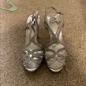 Sparkling silver heels